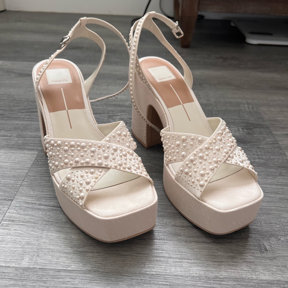 WESSI PEARL HEELS VANILLA PEARLS